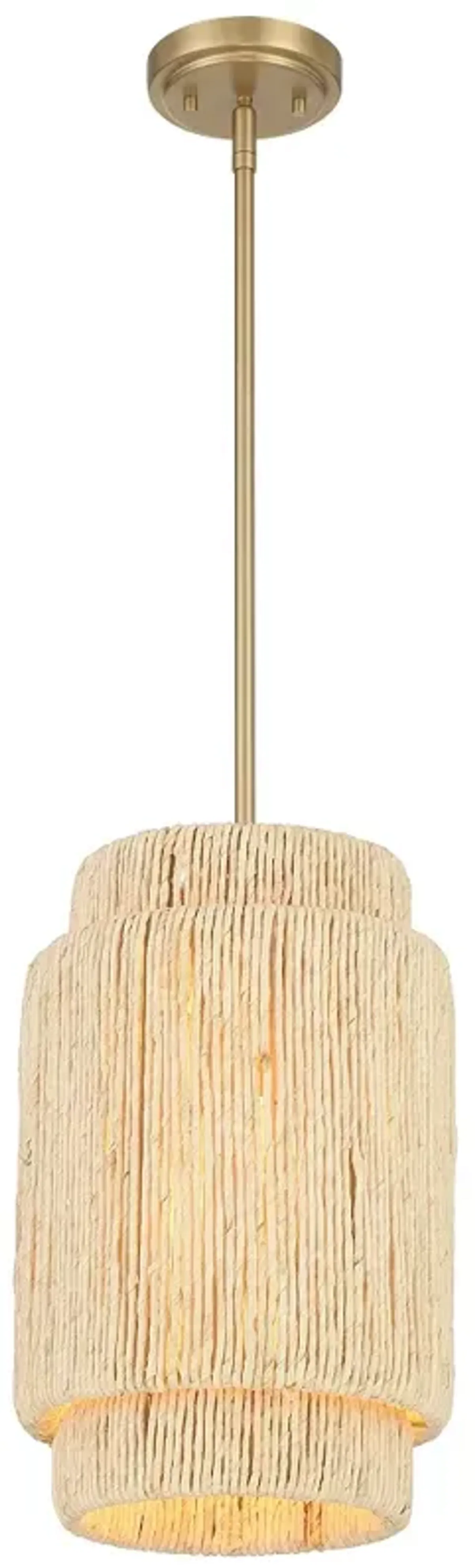 Minka Lavery Caviana 1-Light 10-in Brass Pendant with Natural Abaca Shades