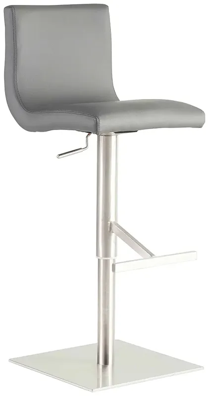 Scott Gray Leatherette Adjustable Swivel Bar Stool