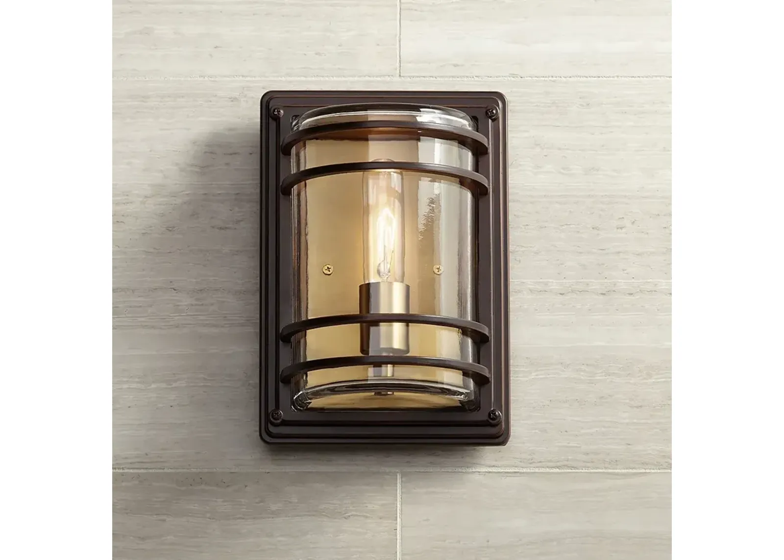 Habitat 11" High Bronze and Warm Brass Rustic Wall Sconce