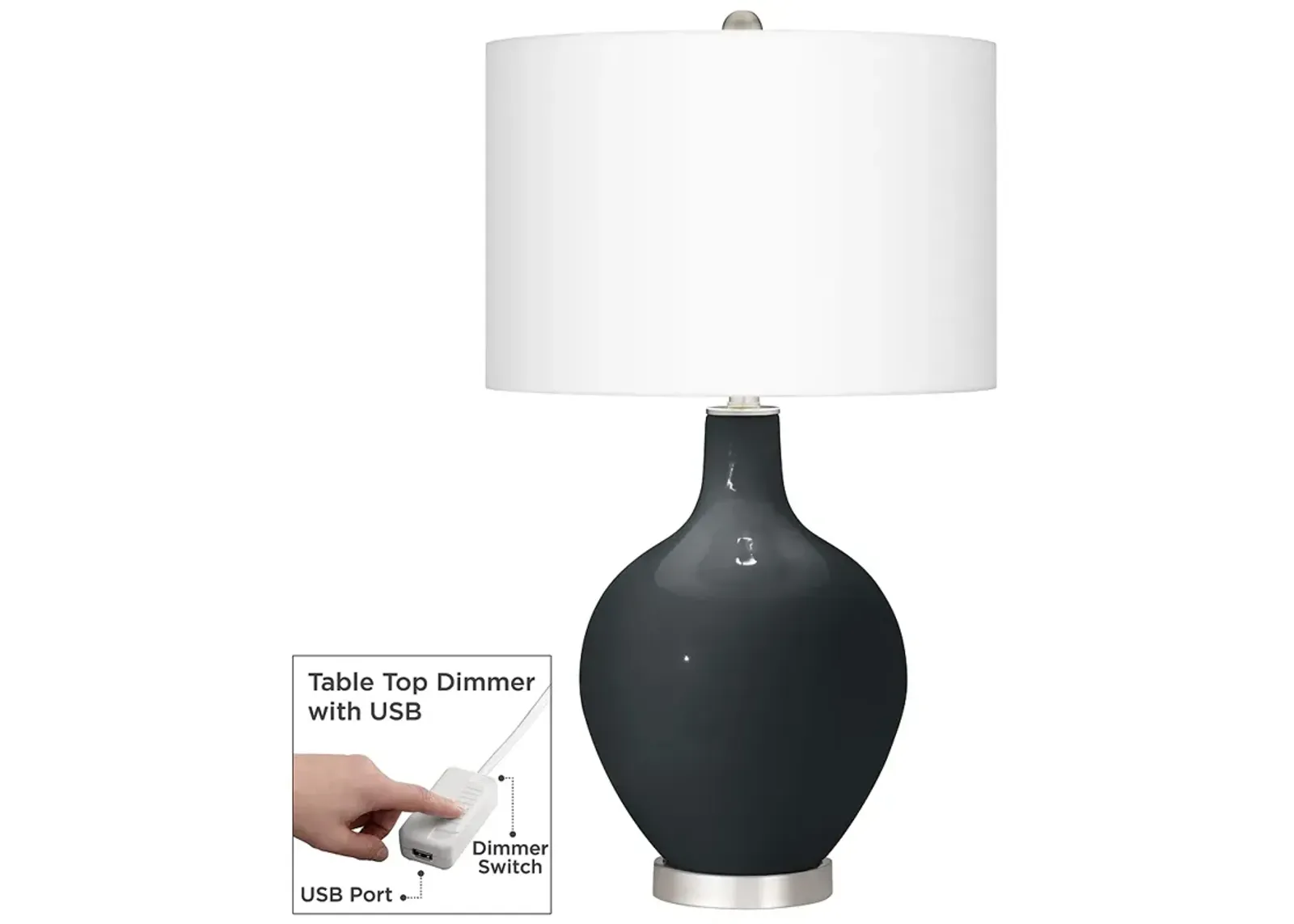 Black Of Night Ovo Table Lamp With Dimmer