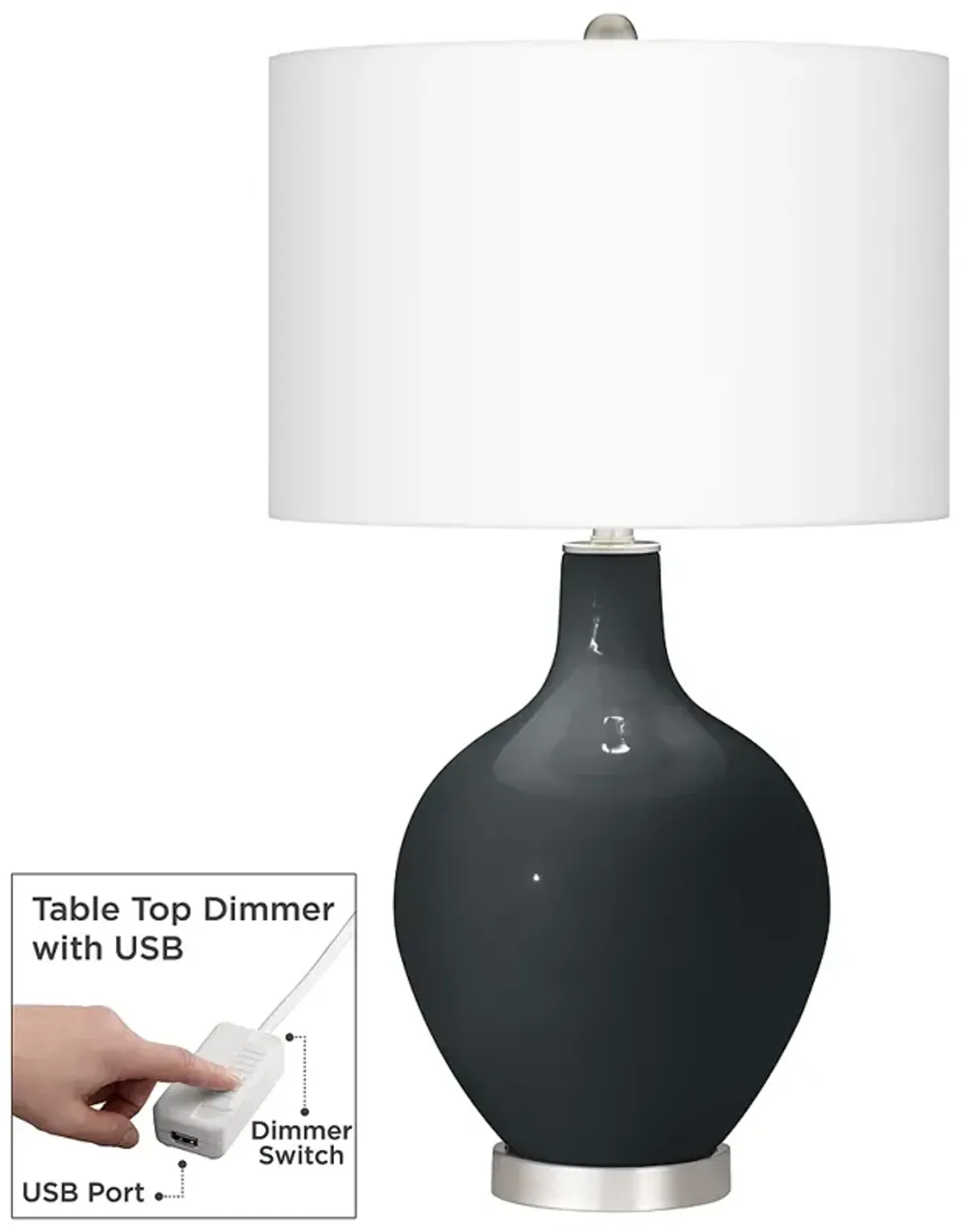 Black Of Night Ovo Table Lamp With Dimmer