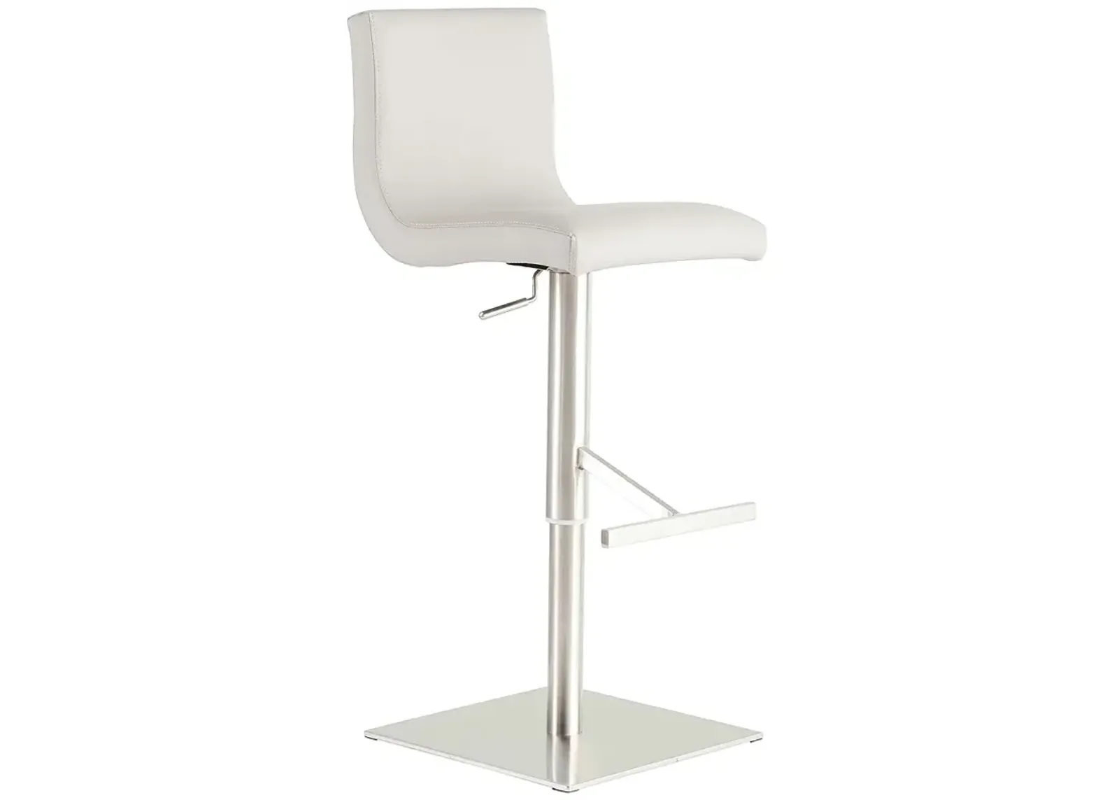 Scott White Leatherette Adjustable Swivel Bar Stool