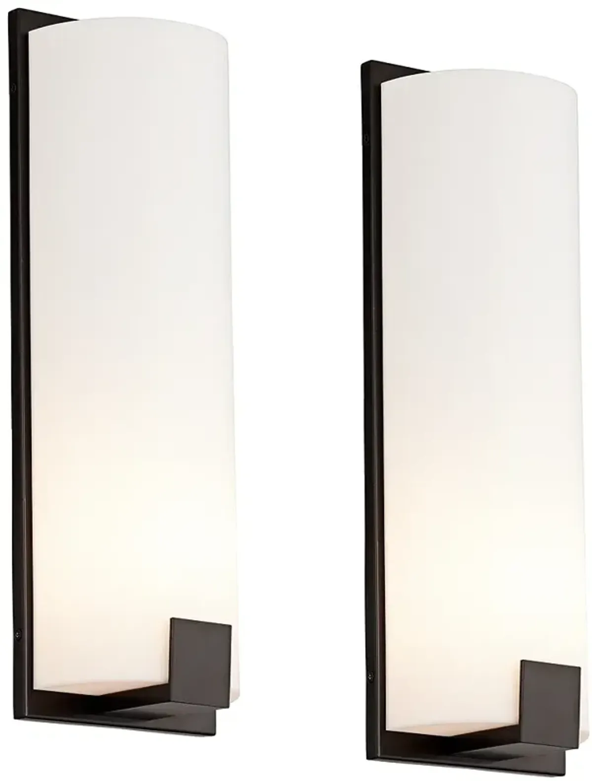 Possini Euro Rigdon 19 1/2"H Bronze & White Wall Sconce Set of 2