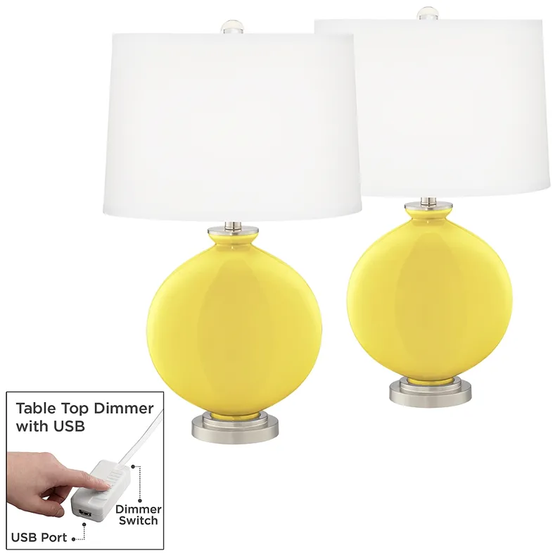 Lemon Twist Carrie Table Lamp Set of 2 with Dimmers