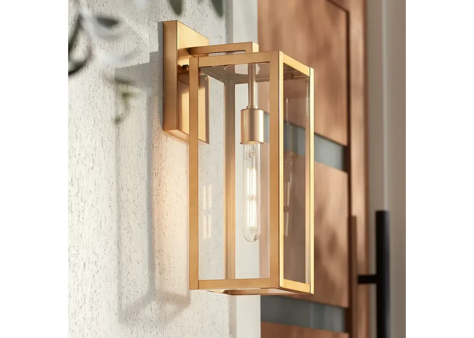 John Timberland Titan 17" Soft Gold Clear Glass Outdoor Wall Light