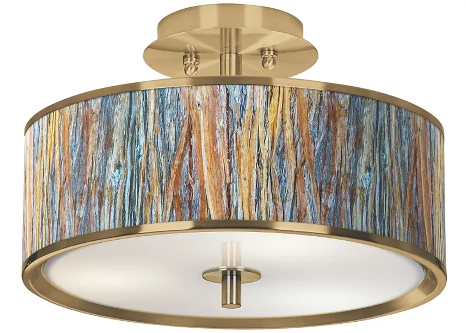 Striking Bark Gold 14" Wide Ceiling Light