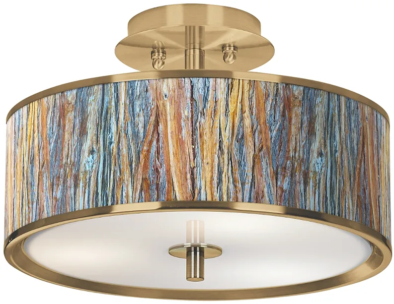 Striking Bark Gold 14" Wide Ceiling Light