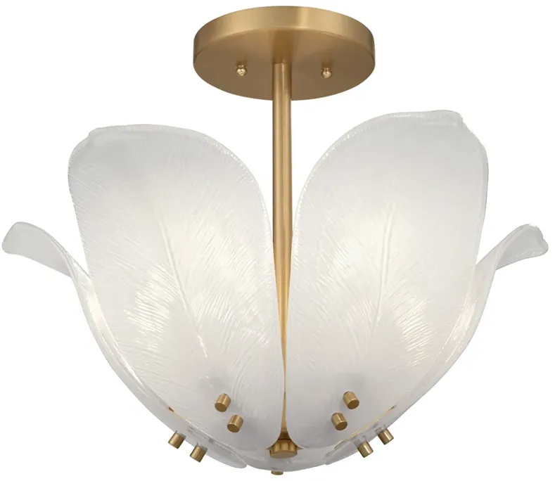 Metropolitan Orchid 5-Light 18-in Legacy Brass and White Semi-Flush Mount