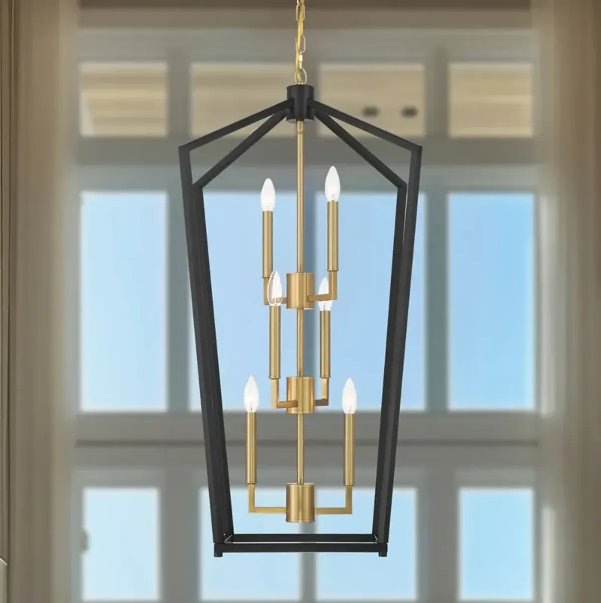 Minka Lavery Colwick 6-Light 17.88-in Black and Signature Brass Pendant