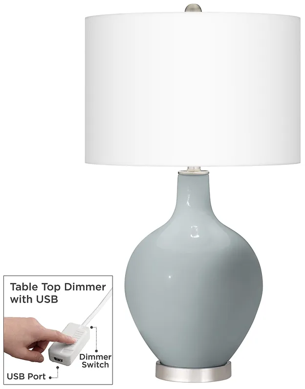 Uncertain Gray Ovo Table Lamp With Dimmer