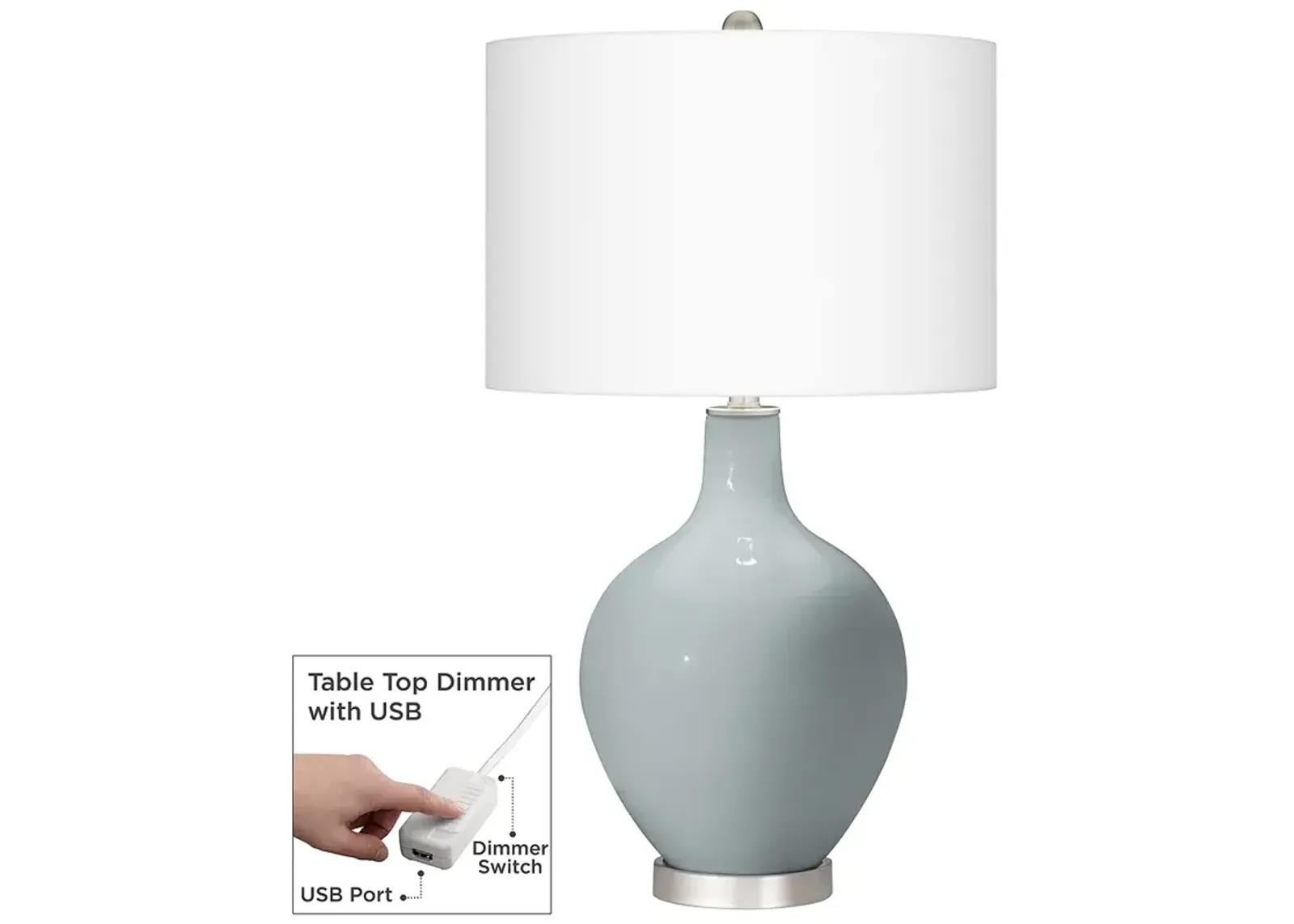 Uncertain Gray Ovo Table Lamp With Dimmer