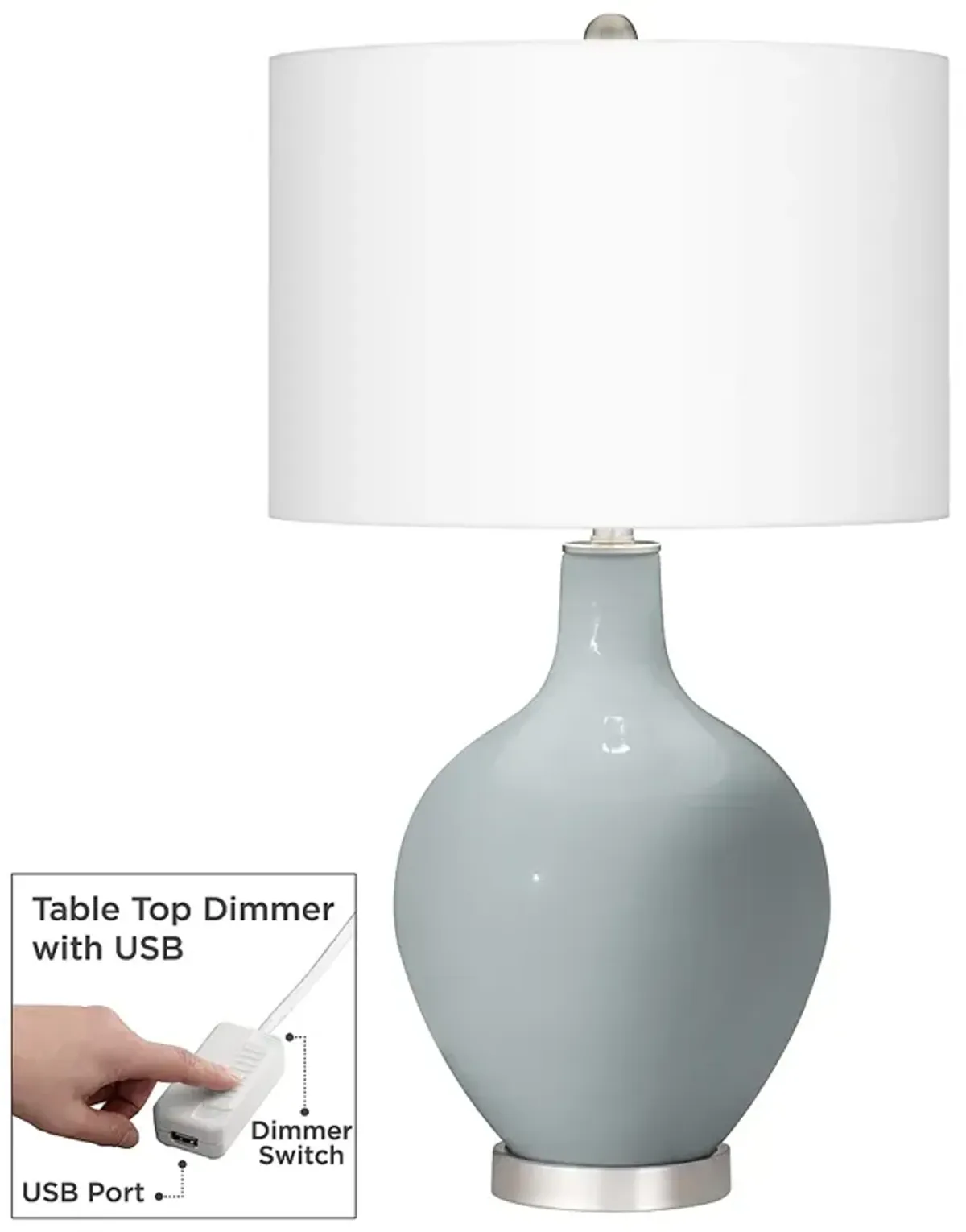 Uncertain Gray Ovo Table Lamp With Dimmer