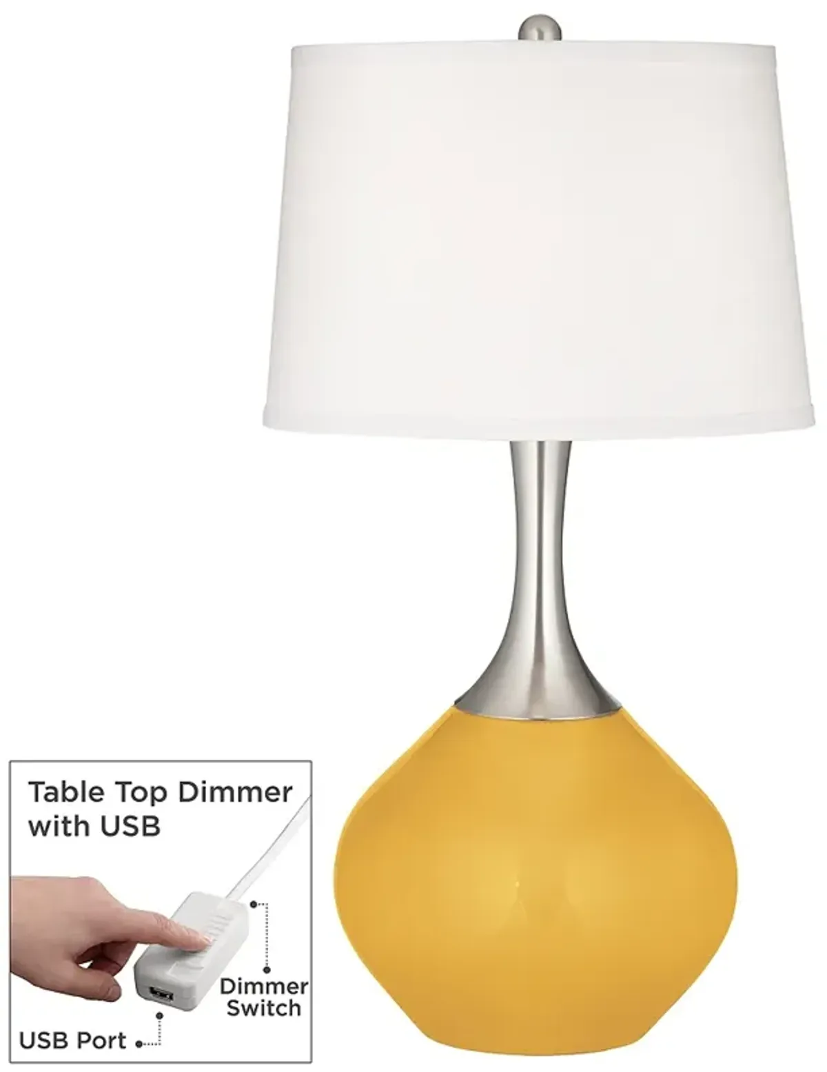 Color Plus Spencer 31" Goldenrod Yellow Table Lamp with USB Dimmer