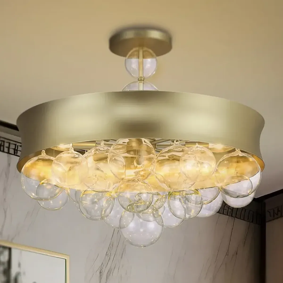 Verdi Square 26" Wide Soft Gold Pendant Light w/ Clear Glass