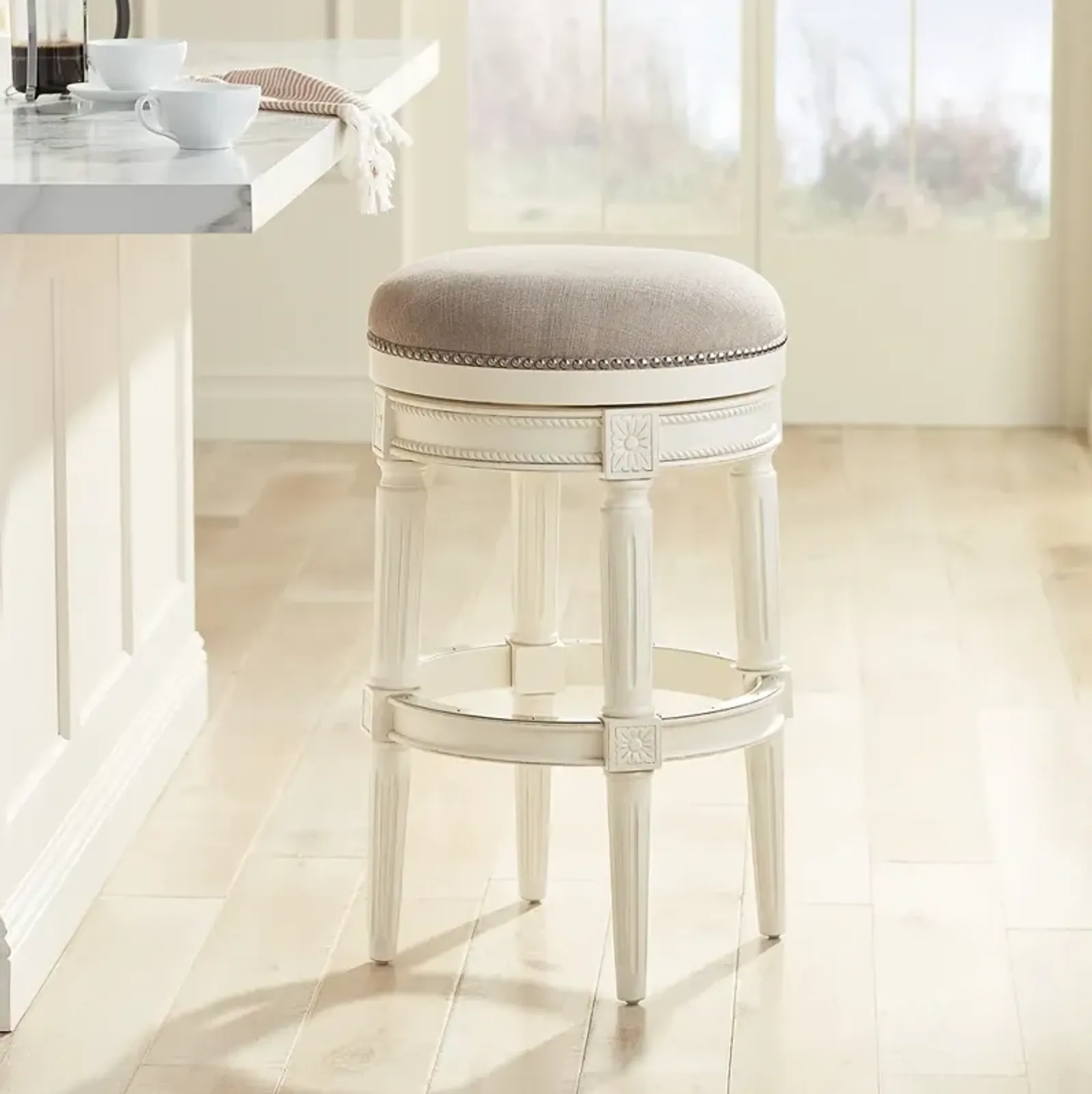 Oliver 30 1/2" Erin Cream Swivel Barstool