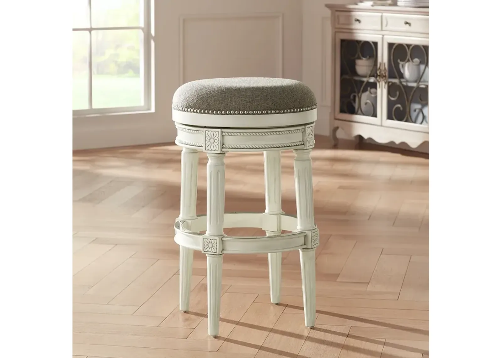 Oliver Cobblestone Gray Swivel Barstool