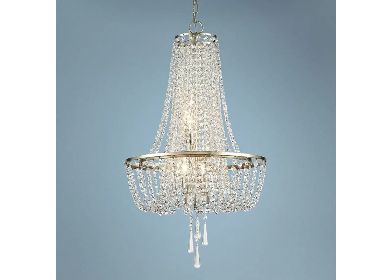 Crystorama Arcadia 18"W Antique Silver Crystal Chandelier