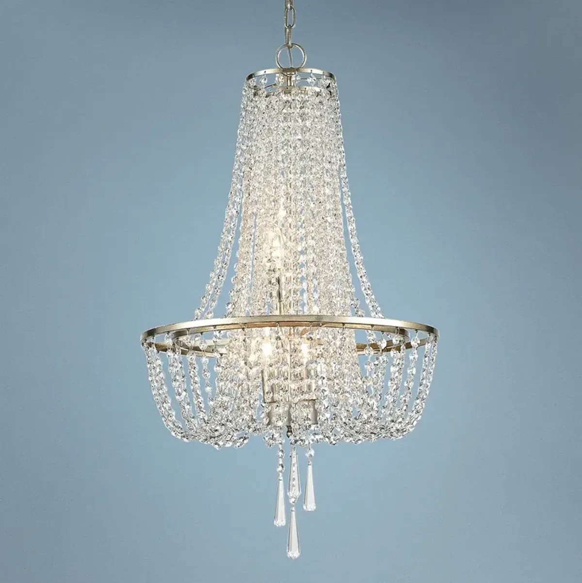 Crystorama Arcadia 18"W Antique Silver Crystal Chandelier