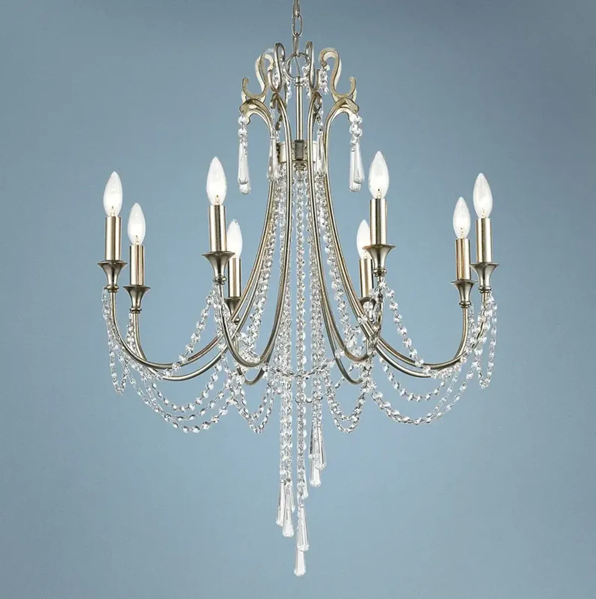 Crystorama Arcadia 27"W Antique Silver Crystal Chandelier