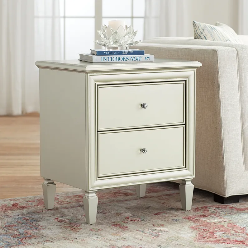 Alina 24" Wide Champagne Silver 2-Drawer Side Table