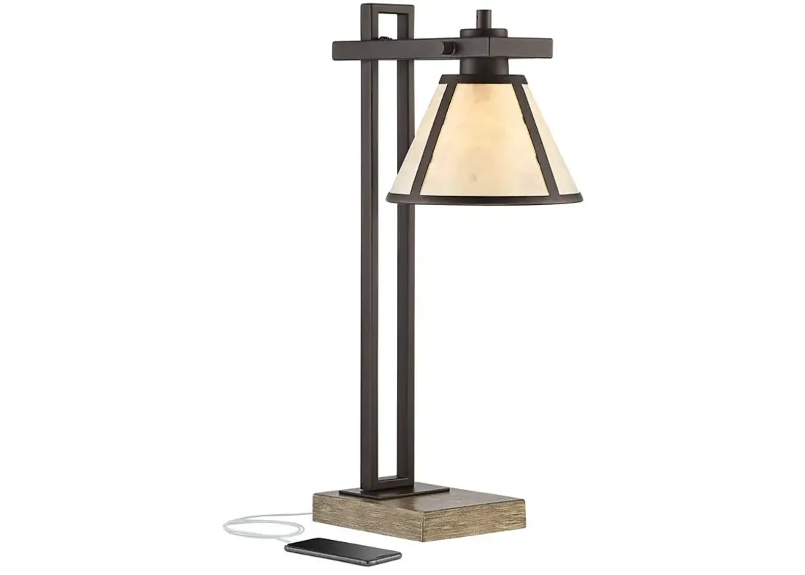 Franklin Iron Maricopa 21 1/4" Bronze Mission Outlet USB Desk Lamp