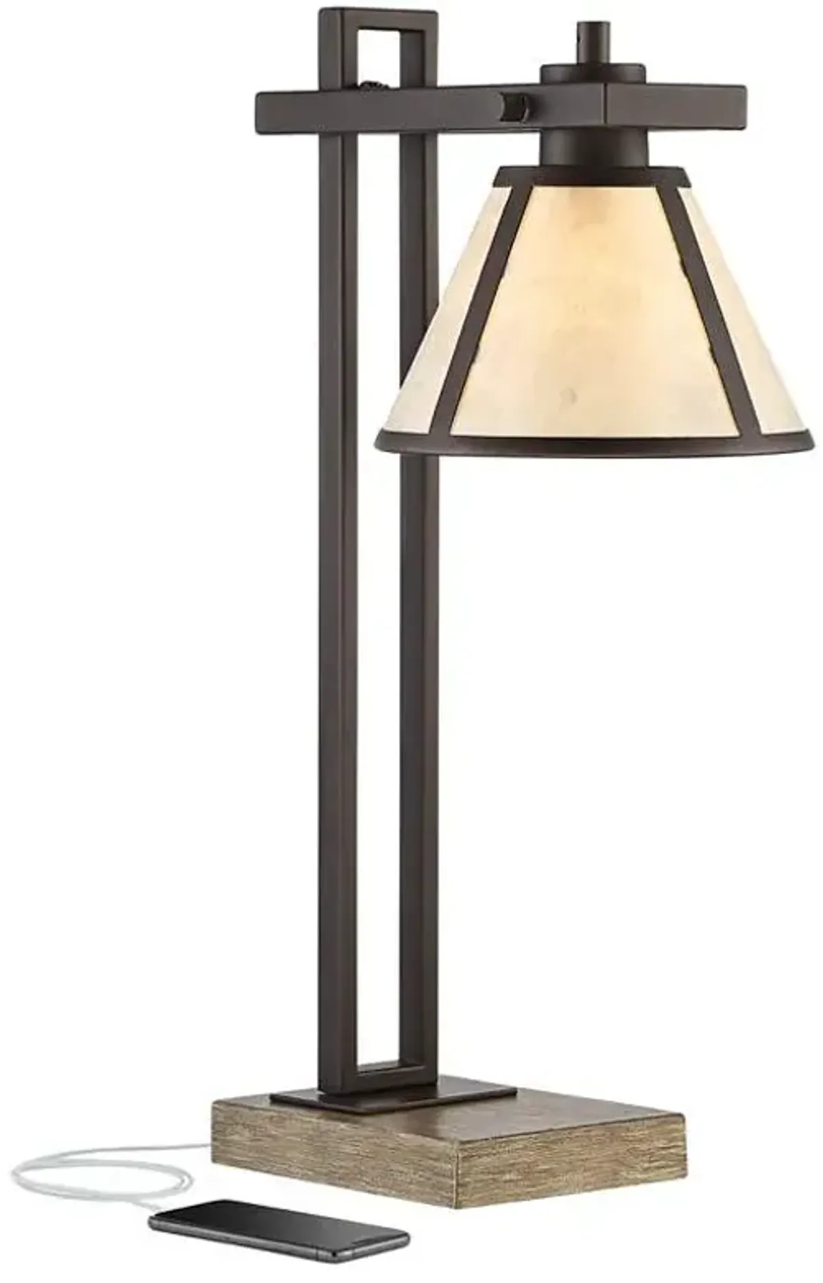 Robert Louis Tiffany Maricopa 21 1/4" Bronze Outlet and USB Desk Lamp