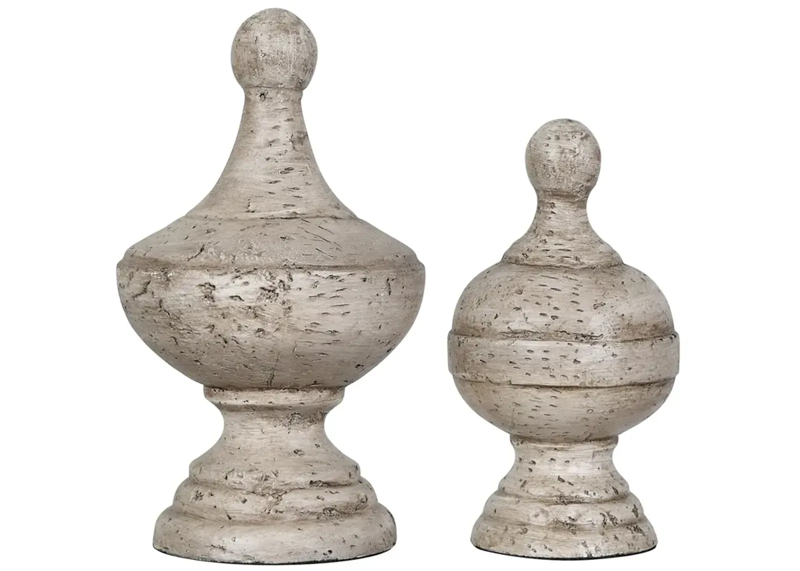 Crestview Collection Antique White Post Finials Set of 2