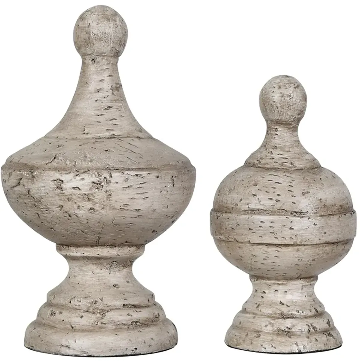 Crestview Collection Antique White Post Finials Set of 2