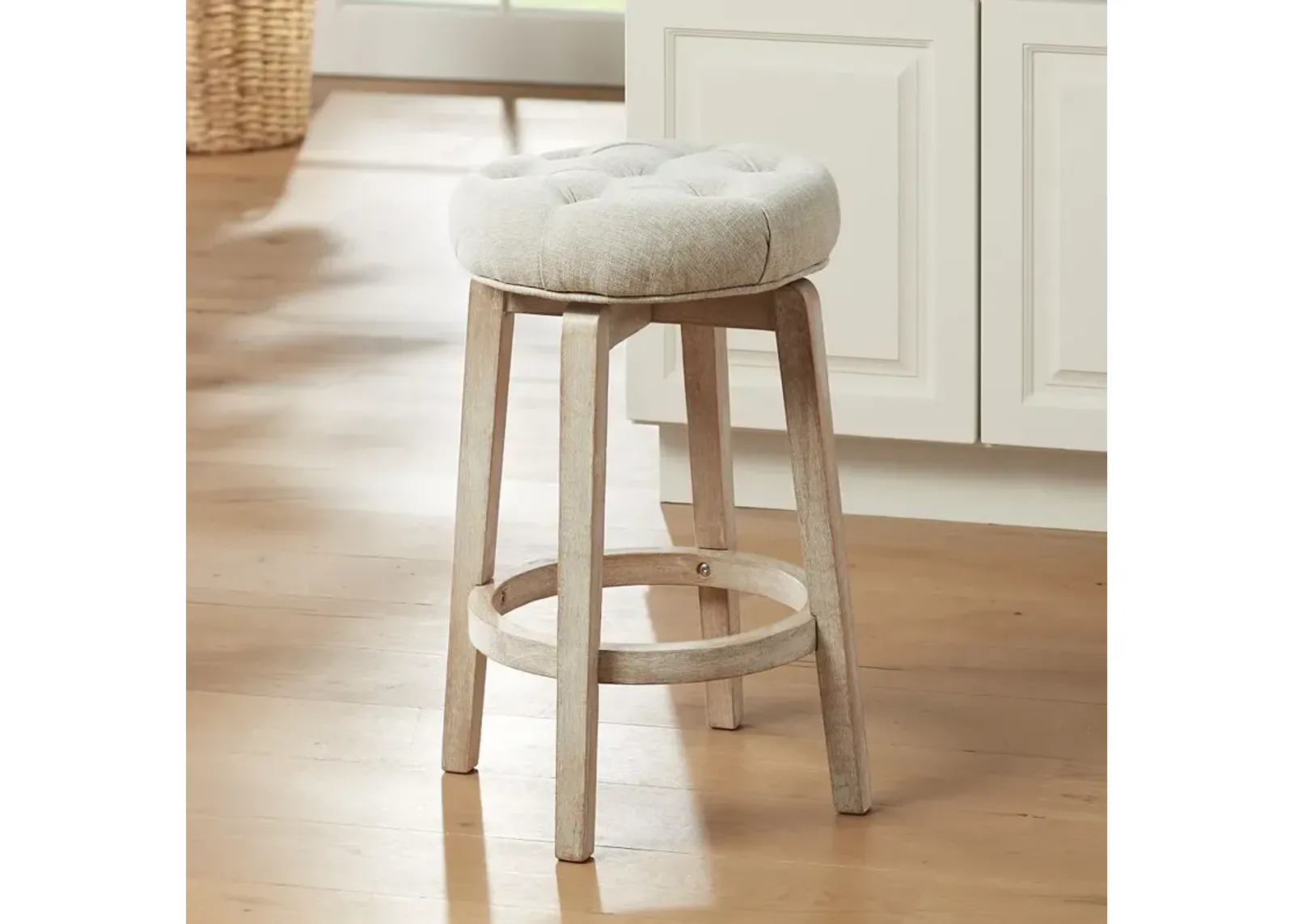 Shelby Tufted White Wash Counter Stool