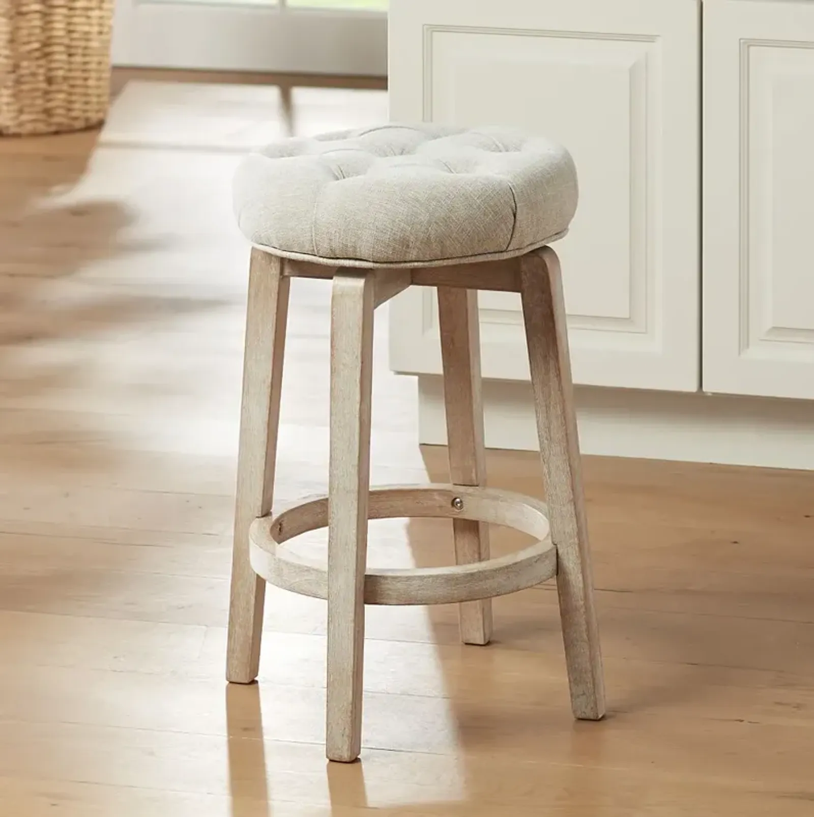 Shelby Tufted White Wash Counter Stool