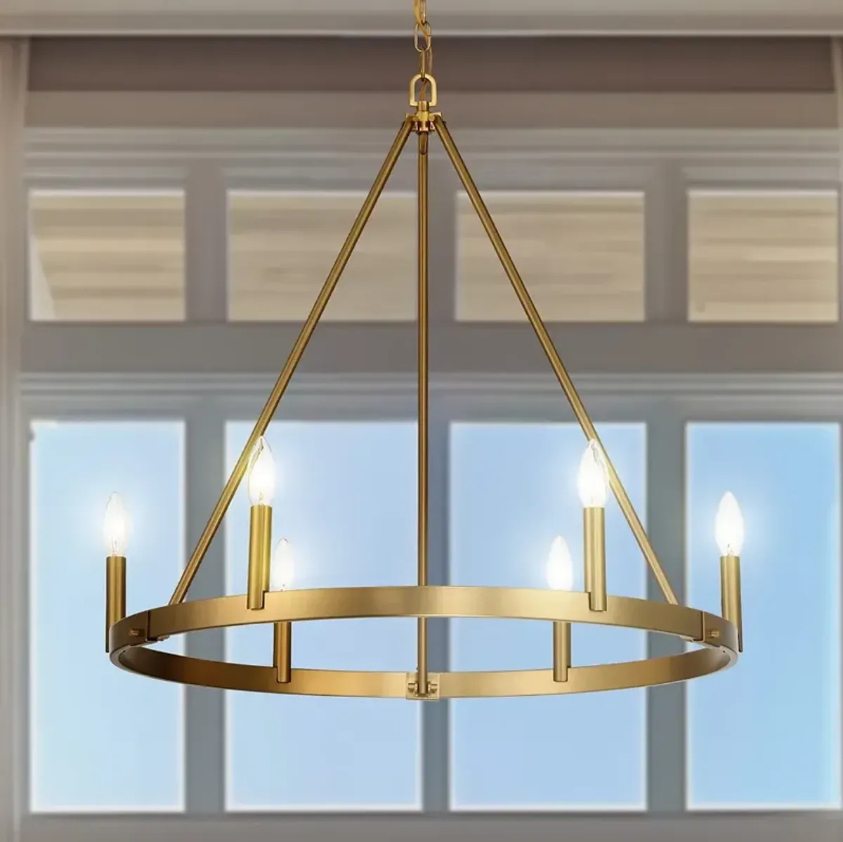Minka Lavery Dutton 6-Light 27.75-in Signature Brass Chandelier
