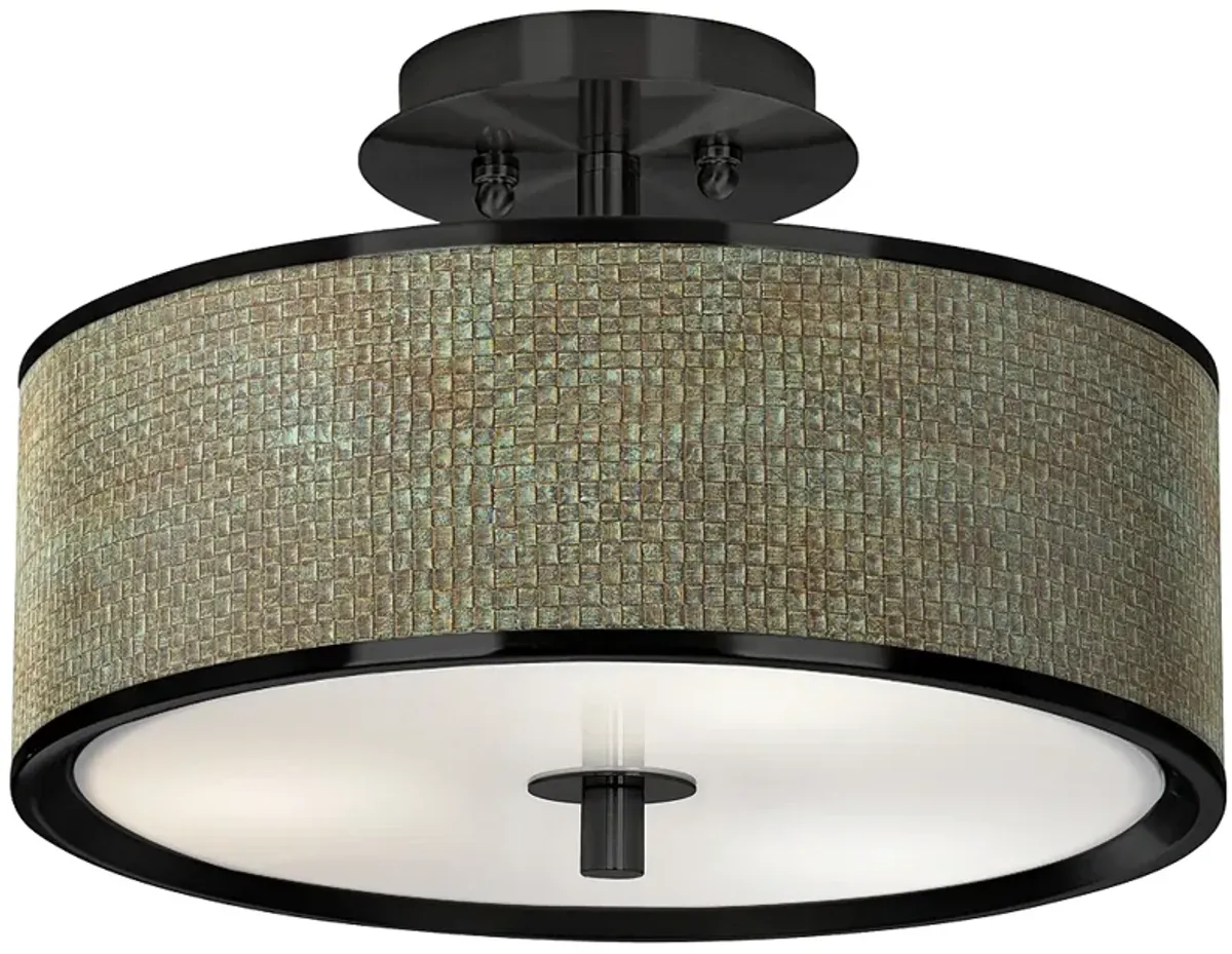 Interweave Patina Black 14" Wide Ceiling Light