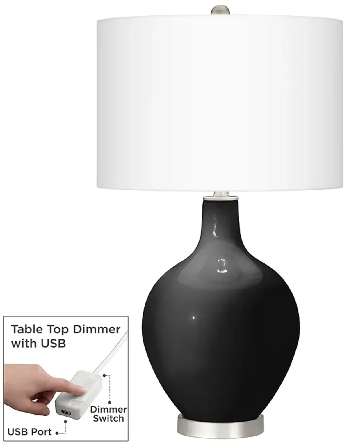 Tricorn Black Ovo Table Lamp With Dimmer