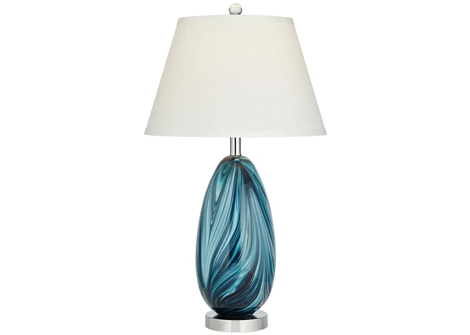 Possini Euro Pablo 28" Modern Blue Art Glass Table Lamp with USB