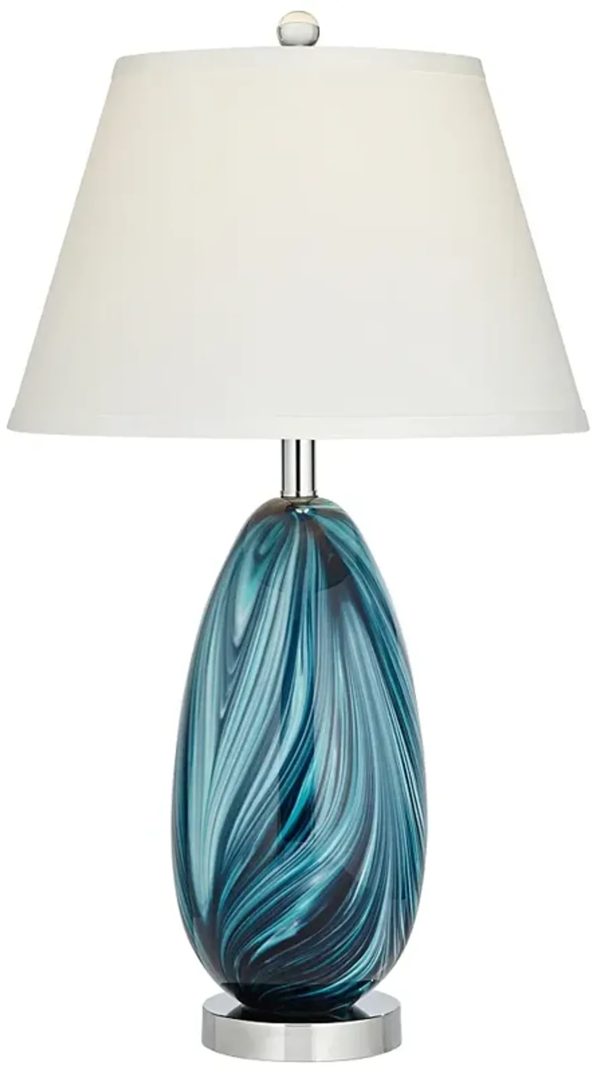 Possini Euro Pablo 28" Modern Blue Art Glass Table Lamp with USB