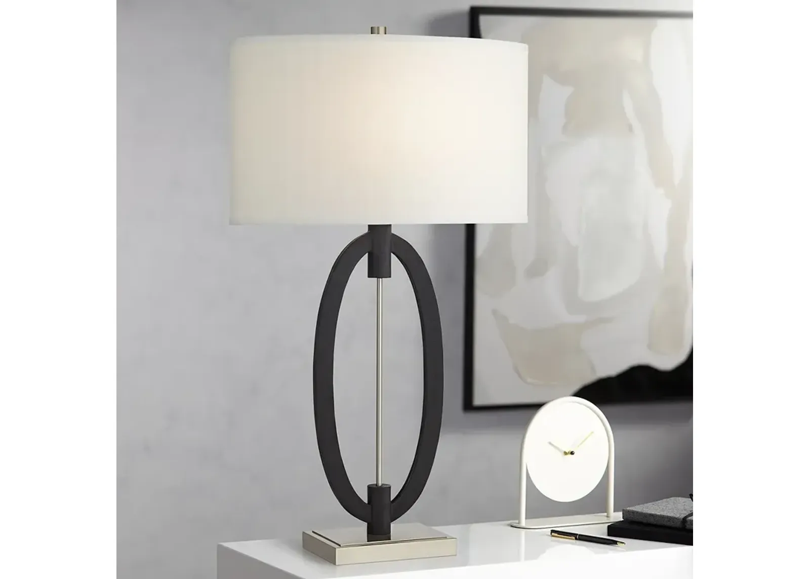 Possini Euro 32" High Modern Oval Metal Ring Table Lamp