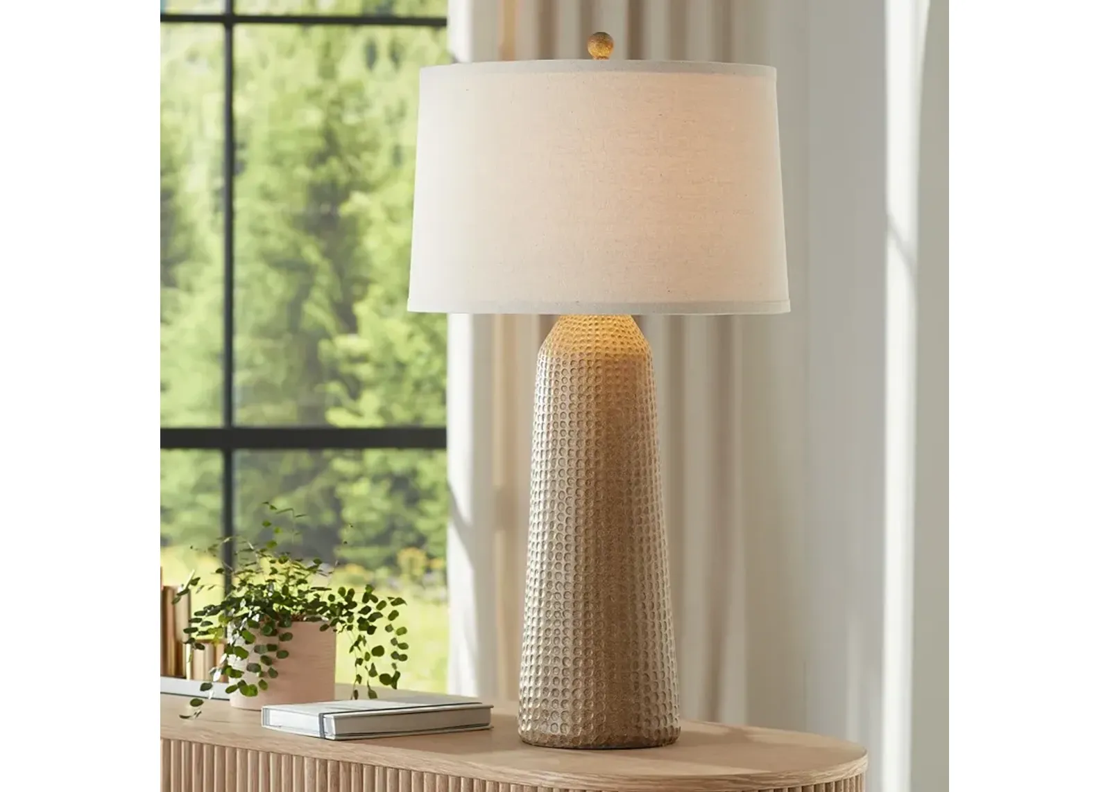 Possini Euro 32 1/2" High Hammered Finish Tan Modern Table Lamp