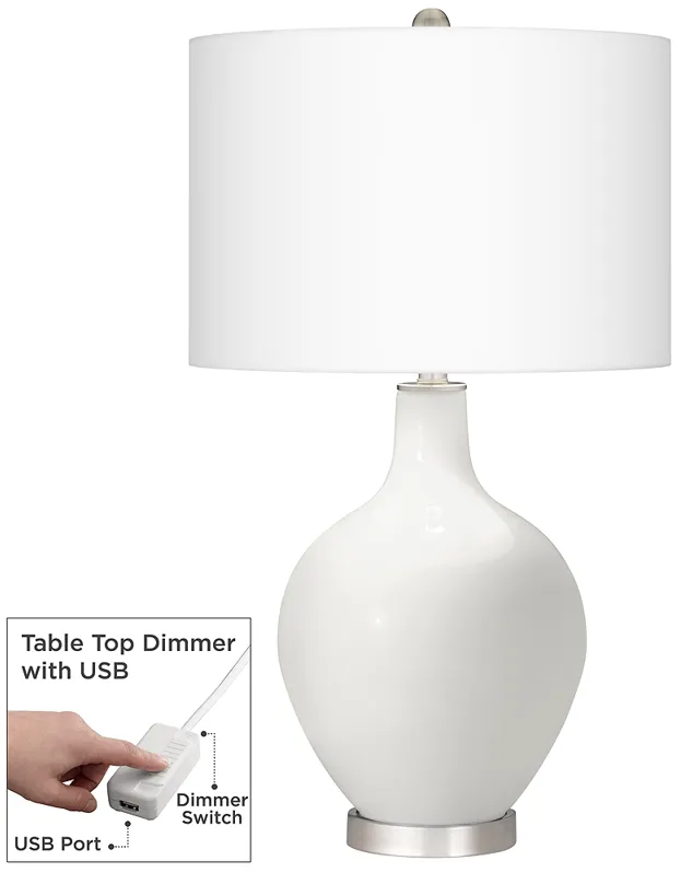 Winter White Ovo Table Lamp With Dimmer