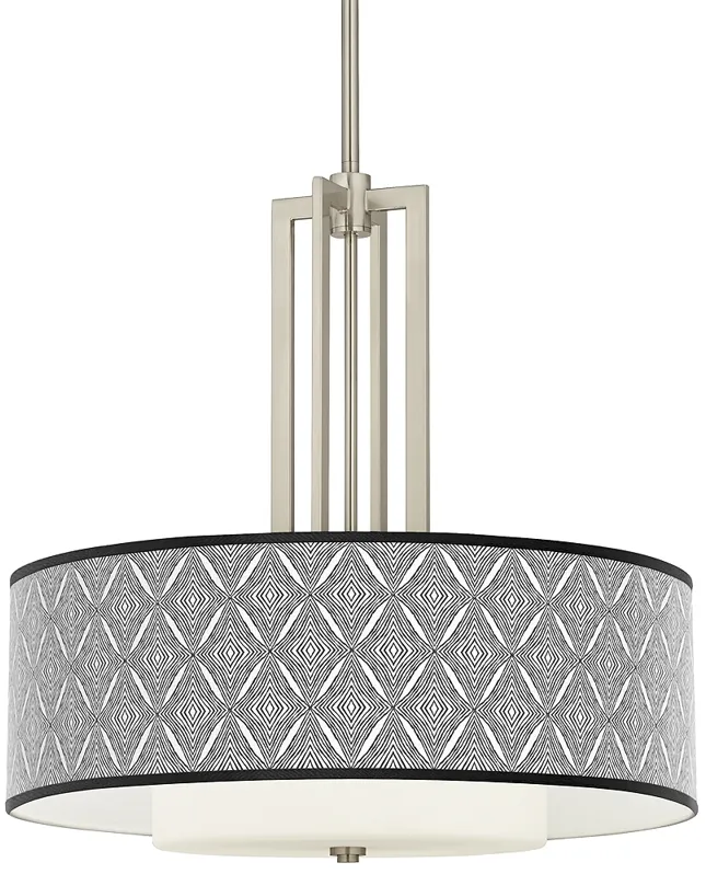 Moroccan Diamonds II Carey 24" Brushed Nickel 4-Light Chandelier