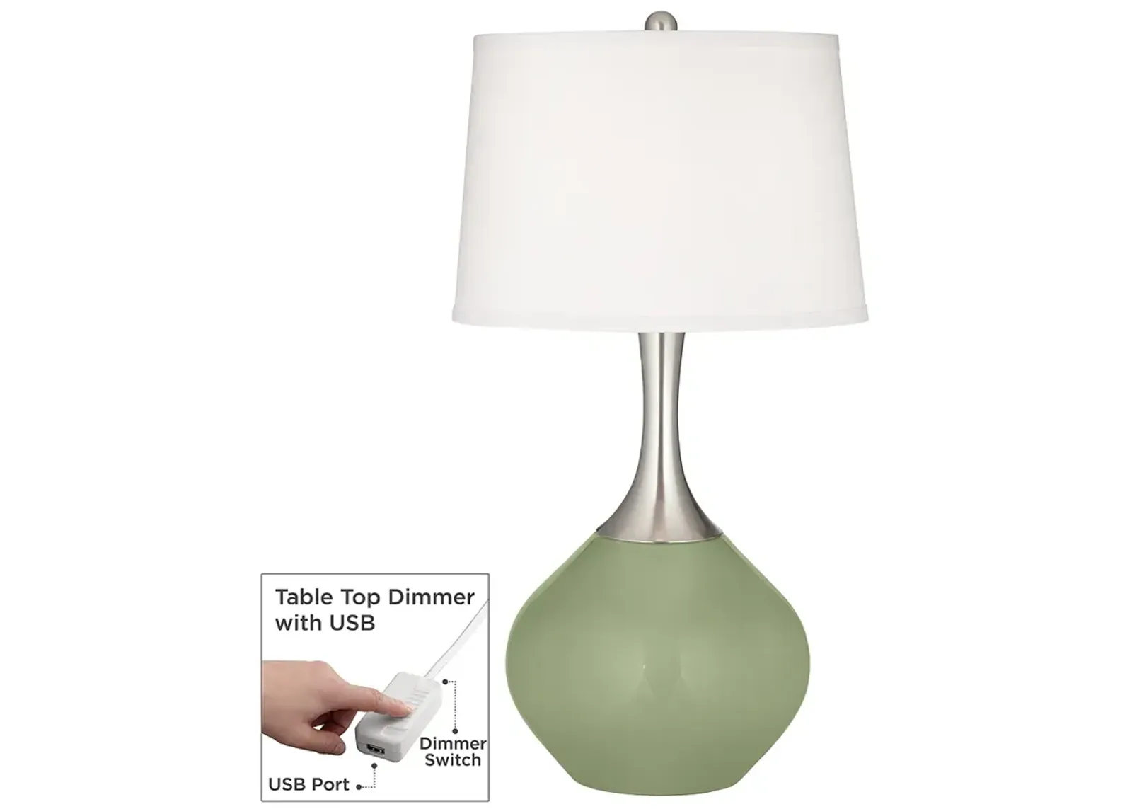 Majolica Green Spencer Table Lamp with Dimmer