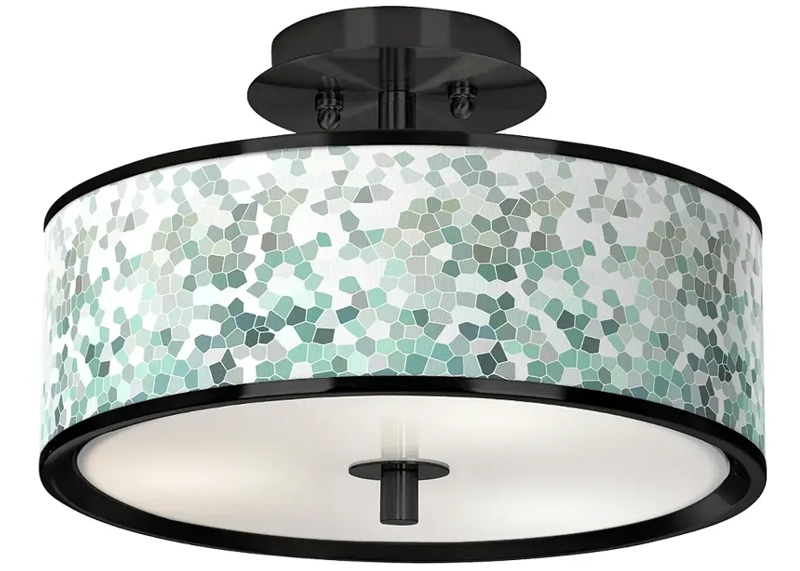 Aqua Mosaic Black 14" Wide Ceiling Light