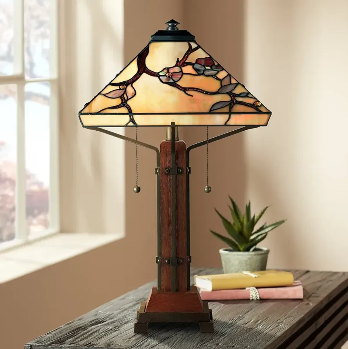 Quoizel Grove Park 23 1/2" High Art Glass Tiffany-Style Table Lamp