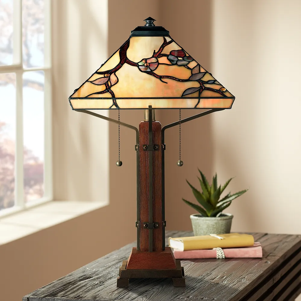 Quoizel Grove Park 23 1/2" High Art Glass Tiffany-Style Table Lamp