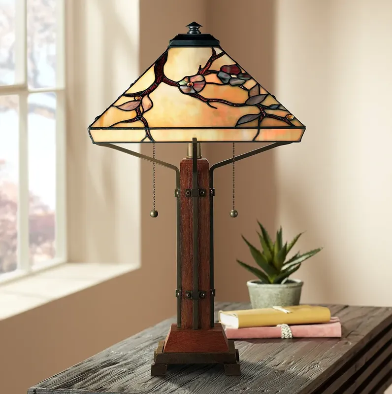 Quoizel Grove Park 23 1/2" High Art Glass Tiffany-Style Table Lamp