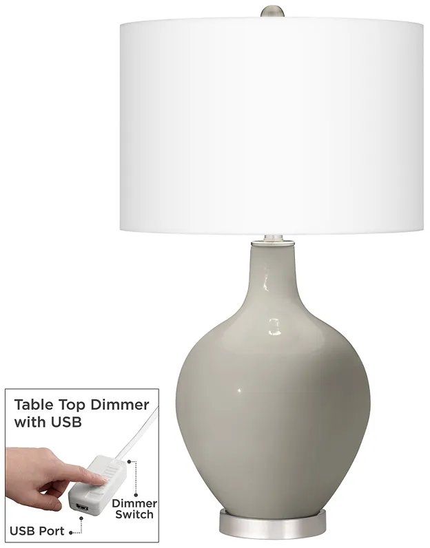 Requisite Gray Ovo Table Lamp With Dimmer