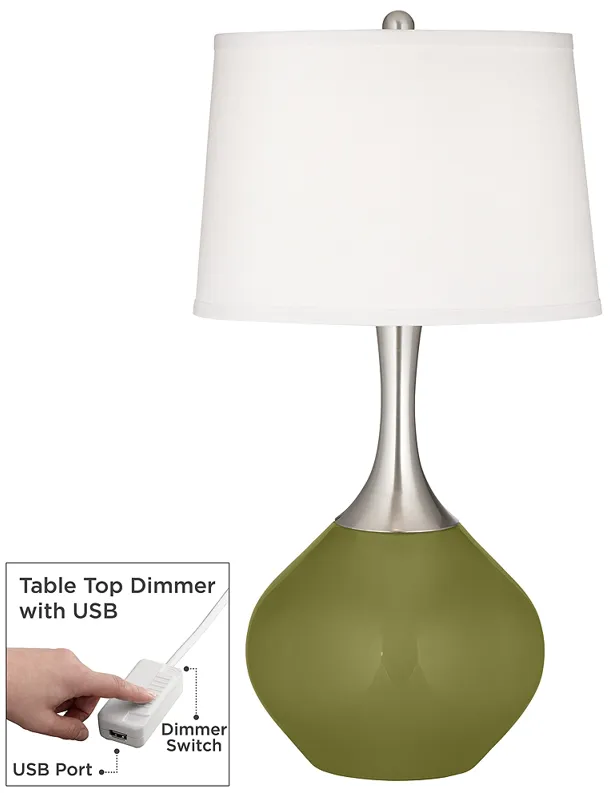 Rural Green Spencer Table Lamp with Dimmer