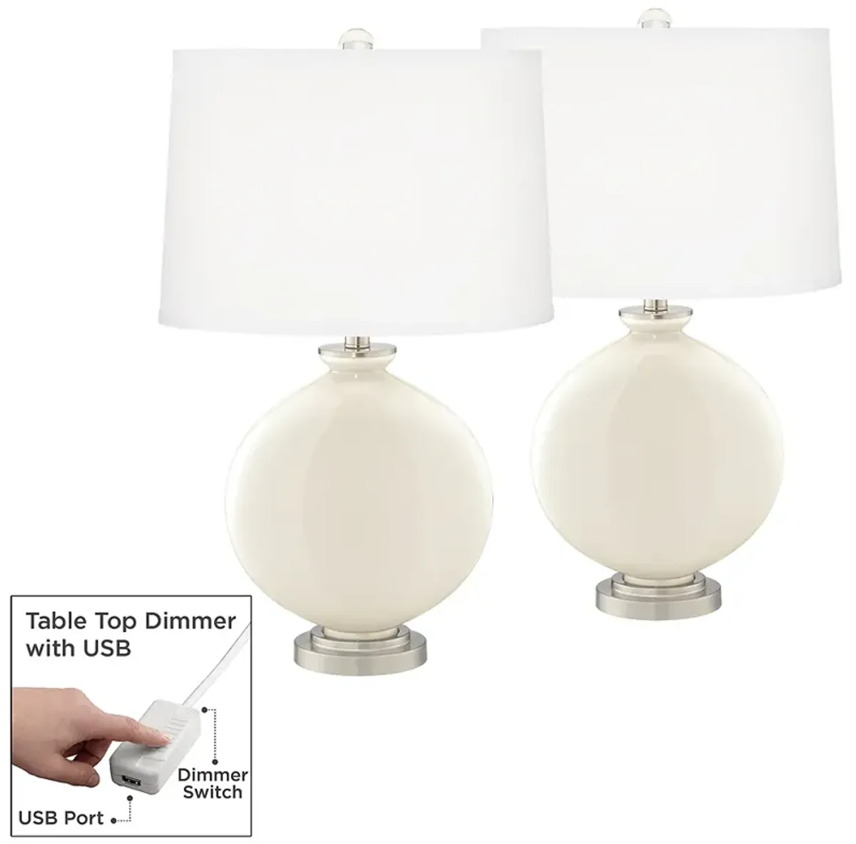 West Highland White Carrie Table Lamp Set of 2 with Dimmers