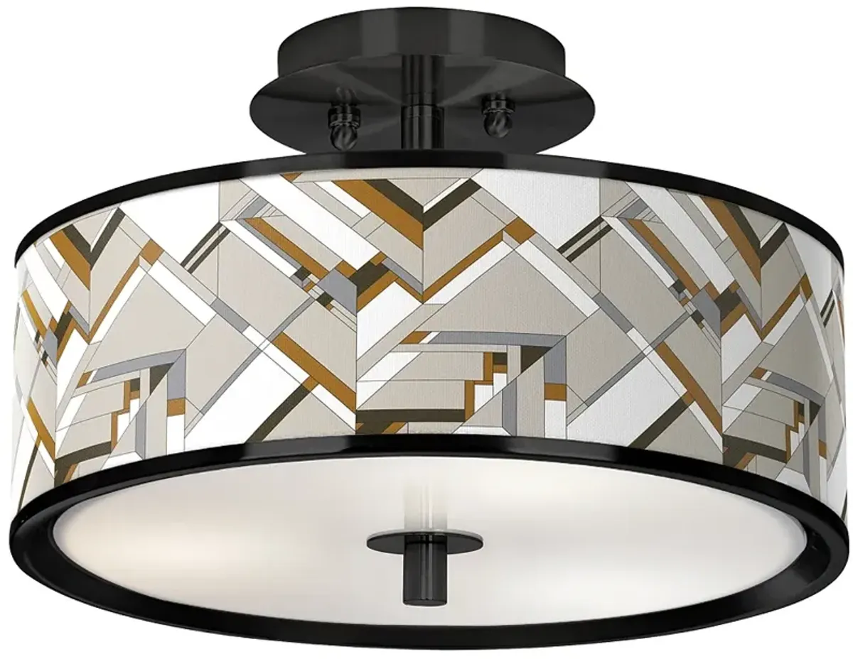 Craftsman Mosaic Black 14" Wide Ceiling Light