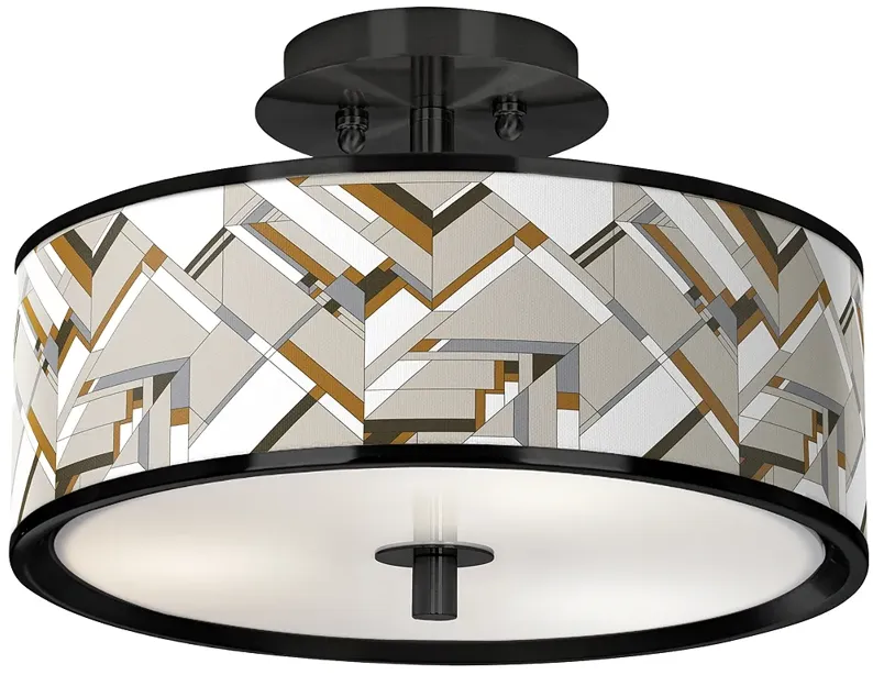 Craftsman Mosaic Black 14" Wide Ceiling Light