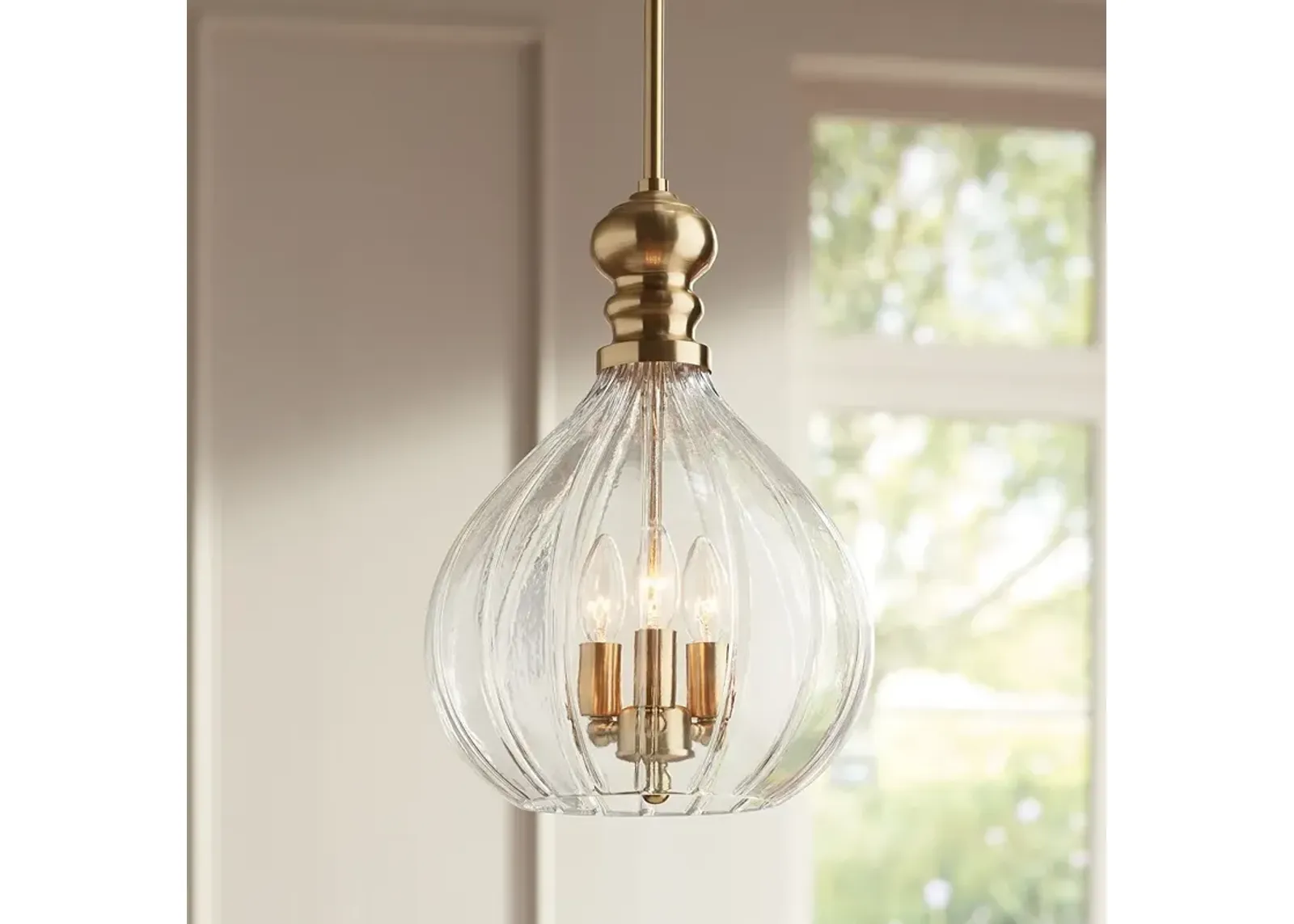 Possini Euro Houten 11 1/2" Wide Soft Gold 3-Light Glass Mini Pendant